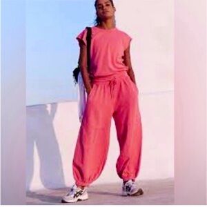 Free people throw on and go onsie Pink Sleeveless Jumpsuit